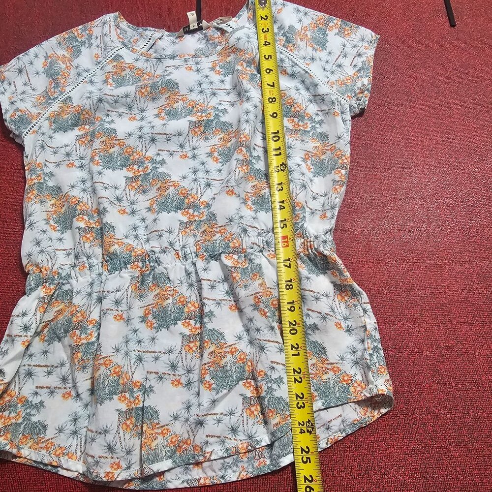 Toad&Co Short Sleeve Blouson Top M Floral Print‎ Lightweight Cottagecore Prairie - Picture 11 of 11